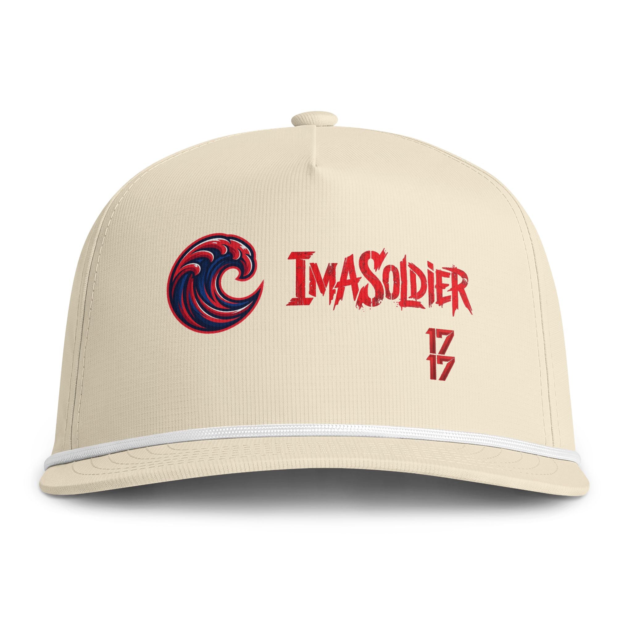Sunwashed Rope Cap - "IMASOLDIER 17" Embroidered Snapback Hat