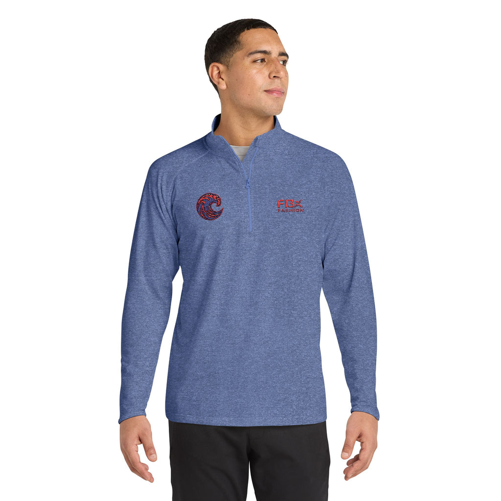 Embroidered Men's Quarter-Zip Pullover — FISX Racing Logo