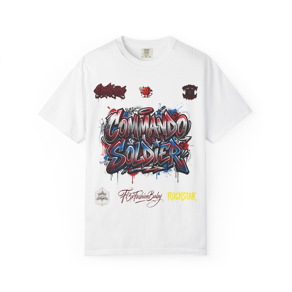 Commando Soldier Graphic T-Shirt — Streetwear Graffiti Design