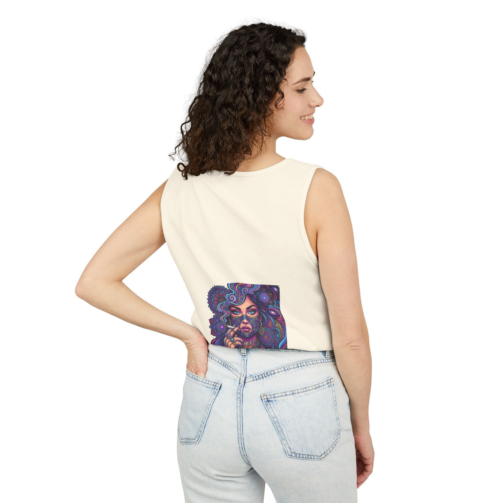 Graphic Tank Top - Colorful Cosmic Woman Illustration