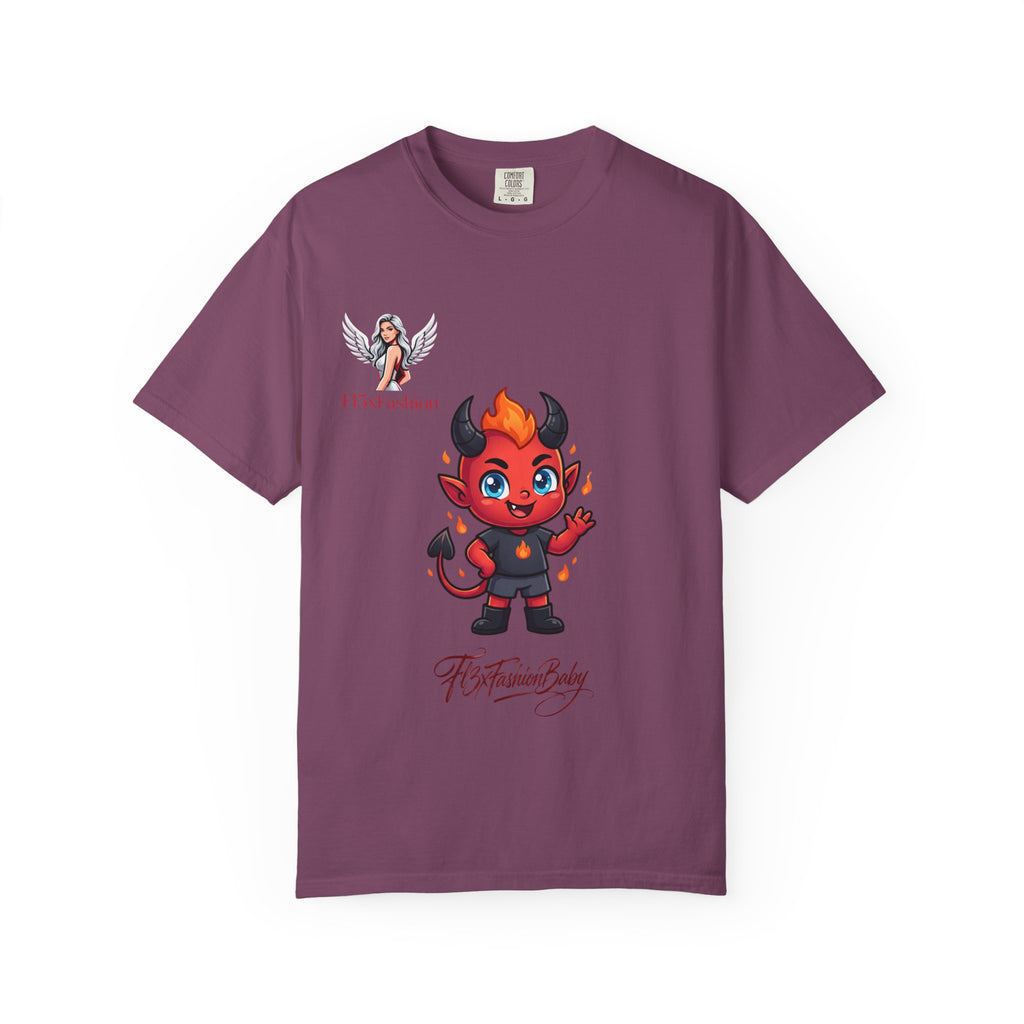 Devil Cartoon Graphic T-Shirt — Fiery Cute Demon Design