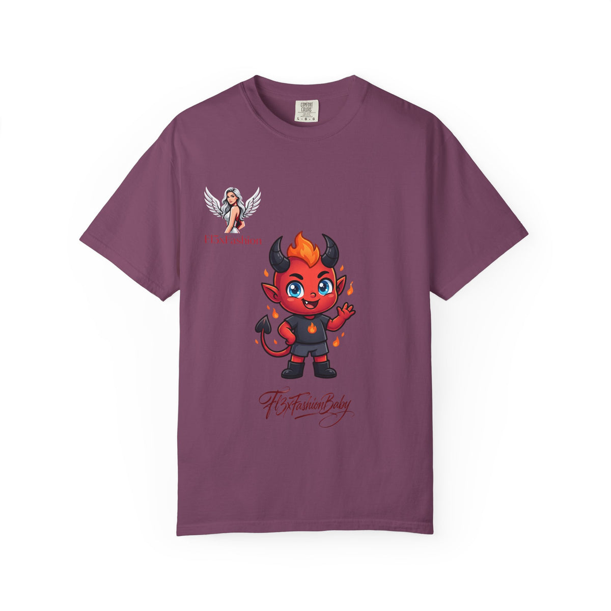Devil Cartoon Graphic T-Shirt — Fiery Cute Demon Design