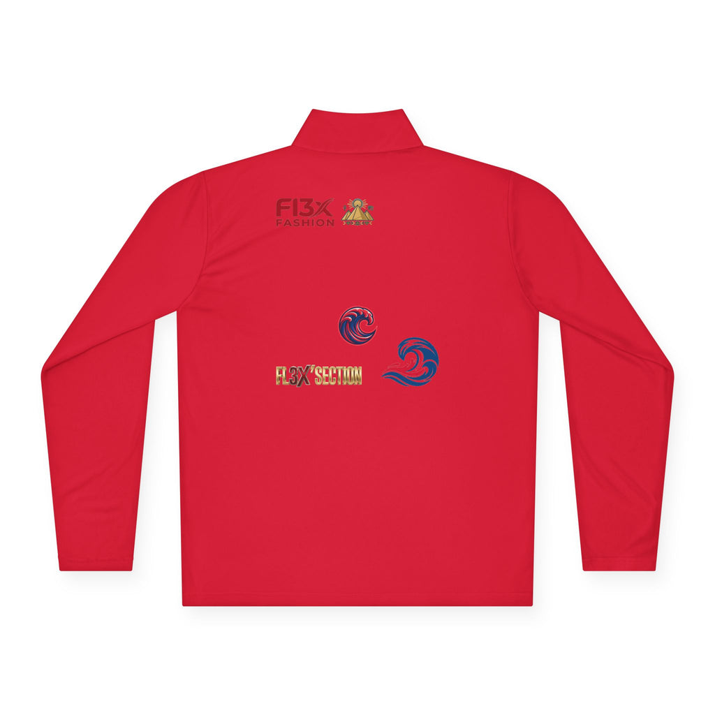 Quarter-Zip Pullover — Coastal Wave Logo Pullover with Back Graphic