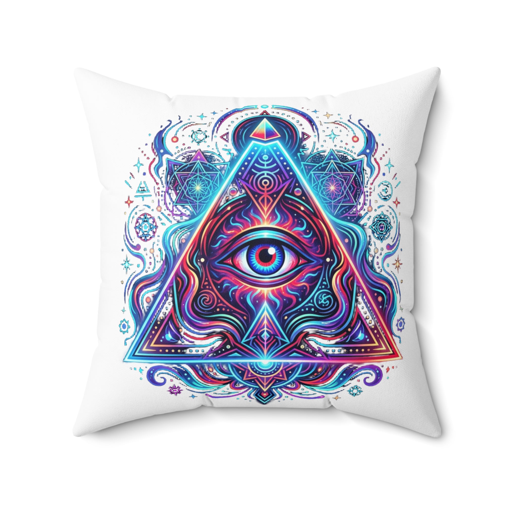 Mystic Third Eye Triangle Pillow - Psychedelic Spiritual Decorative Throw