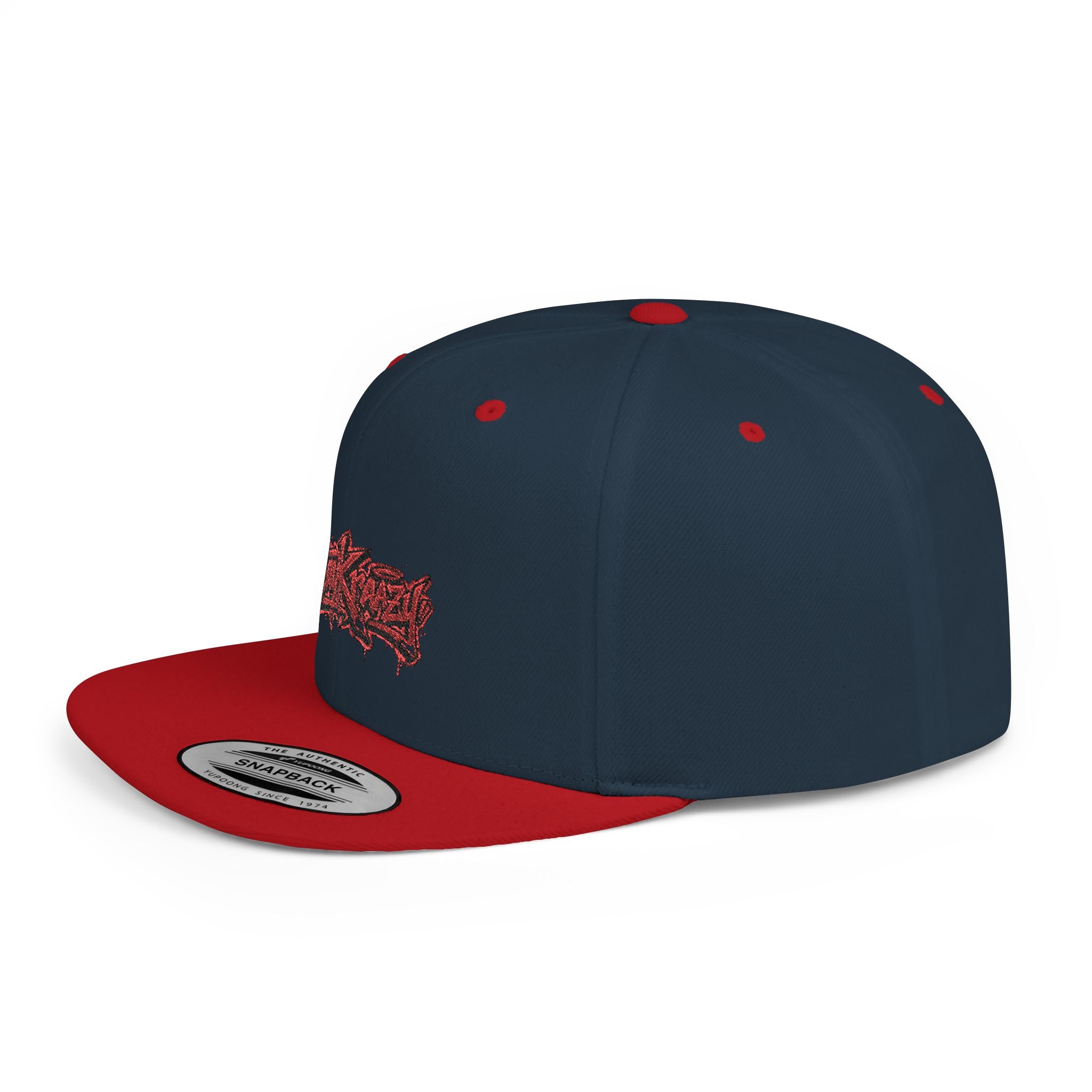 Snapback Hat — Red Graffiti Logo Flat Bill Cap
