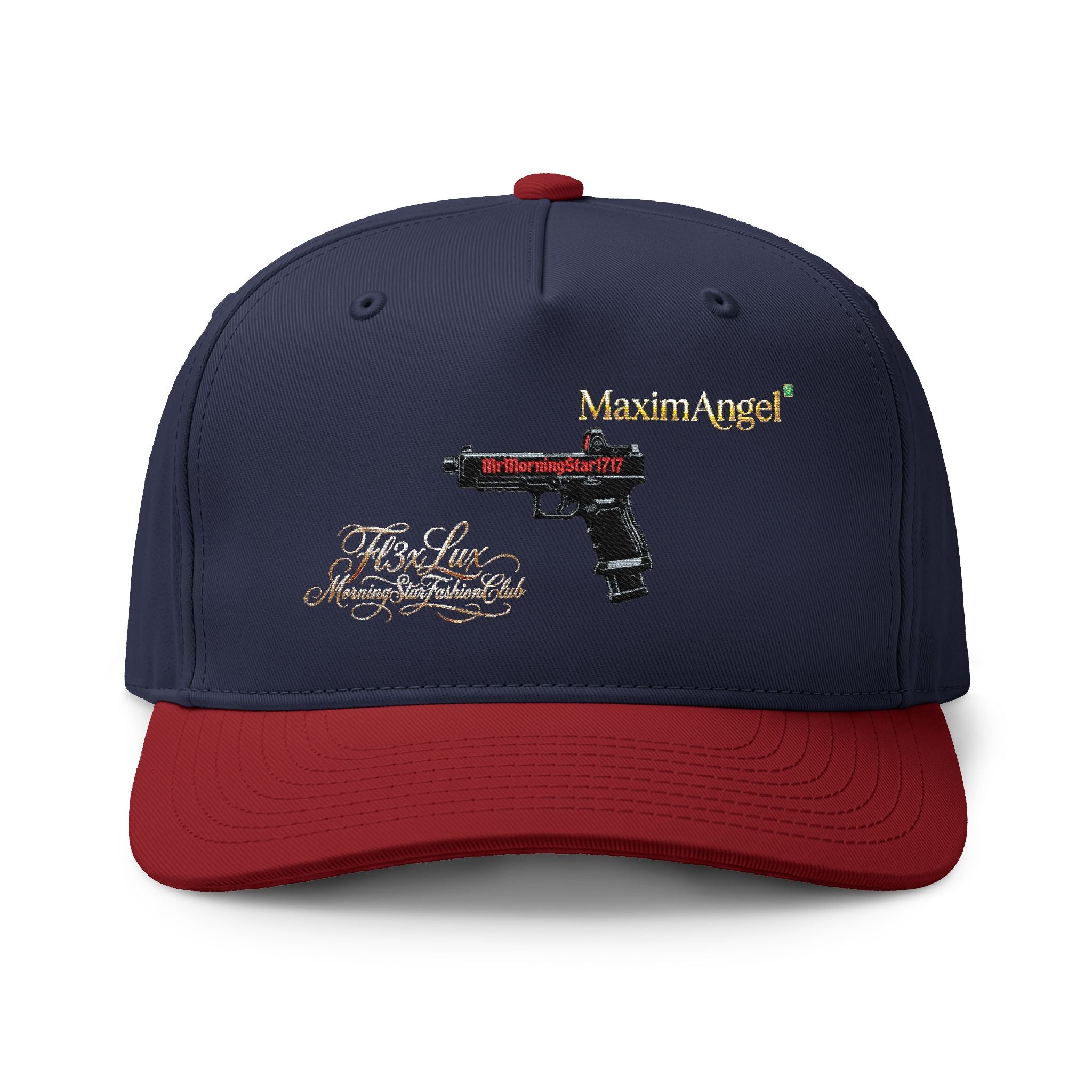Two-Tone Cap — Embroidered Handgun Graphic "Marine Angel" Trucker Hat