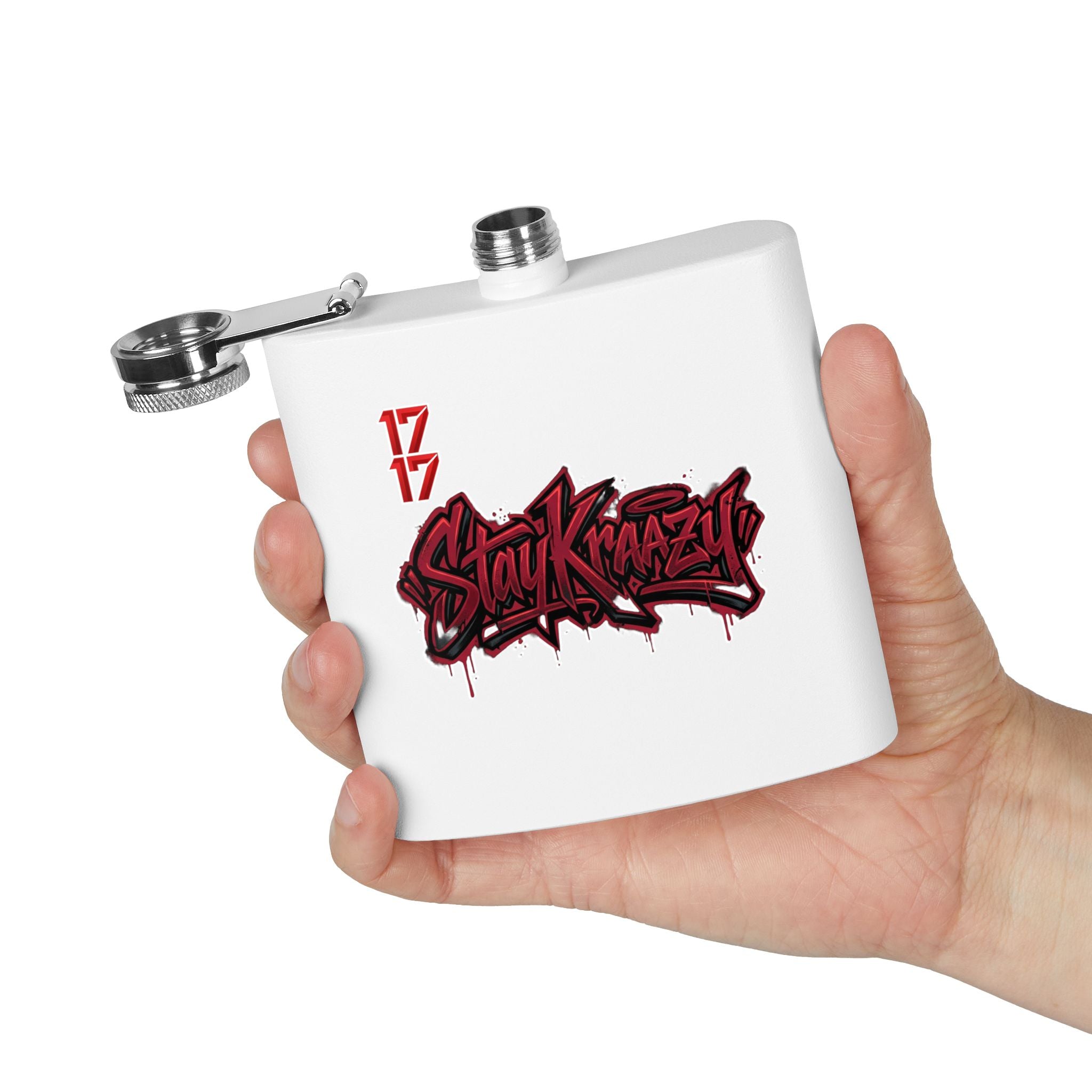 Flask — 'Stay Krazy' Graffiti Stainless Steel 6oz Hip-Hop Flask