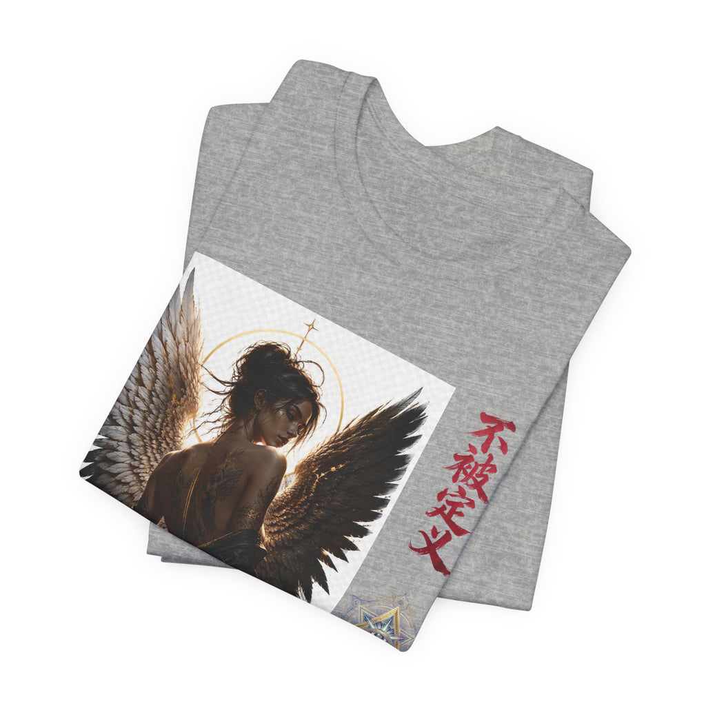 Angel Wings Graphic Tee — '不被定义' Asian-Inspired Dark Angel T-Shirt