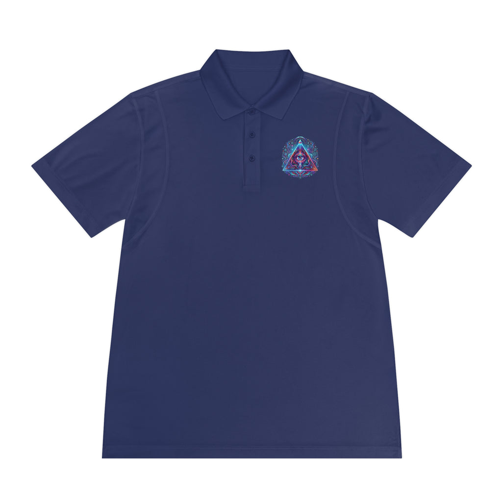 Men's Polo Shirt — Mystic All-Seeing Eye Triangle Design with 17/17 Accent
