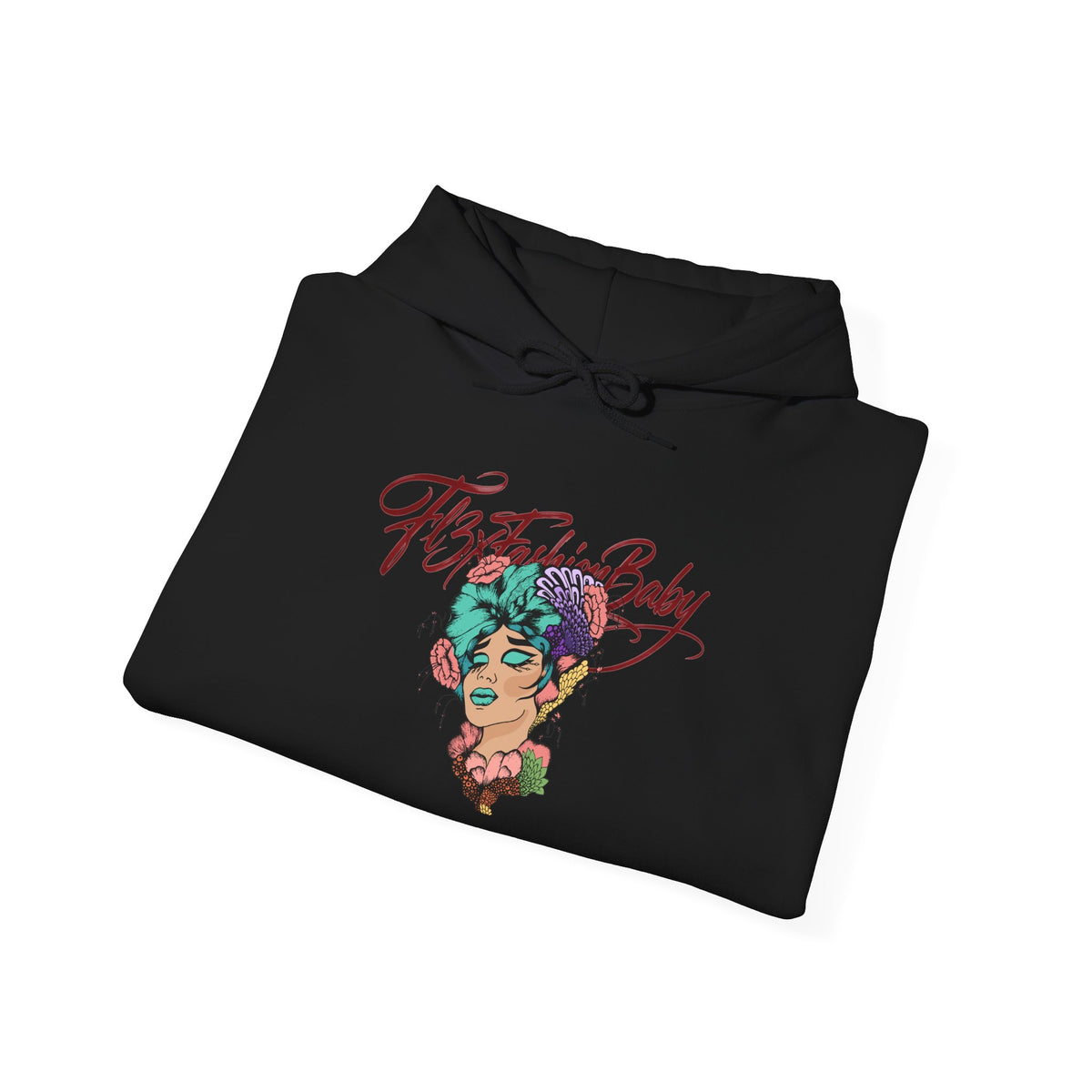 Hoodie — "Fate, Time Baby" Colorful Floral Portrait Graphic Hoodie