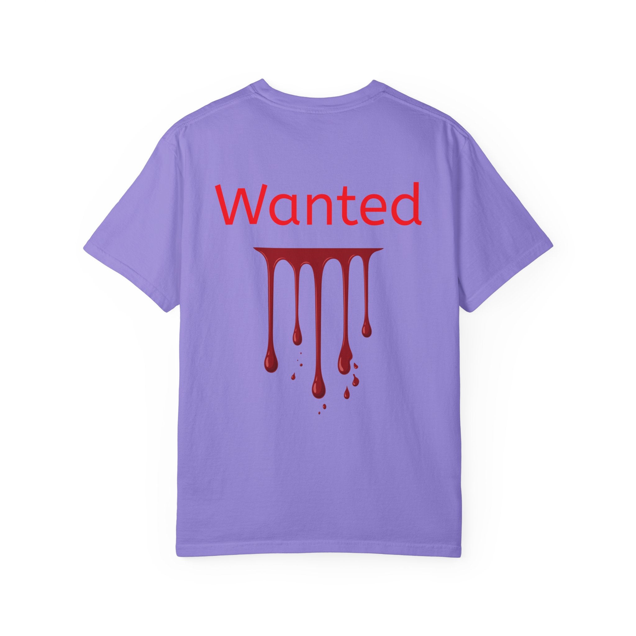 Graphic T-Shirt — Vintage Pyramid Collage with 'Wanted' Drip Design