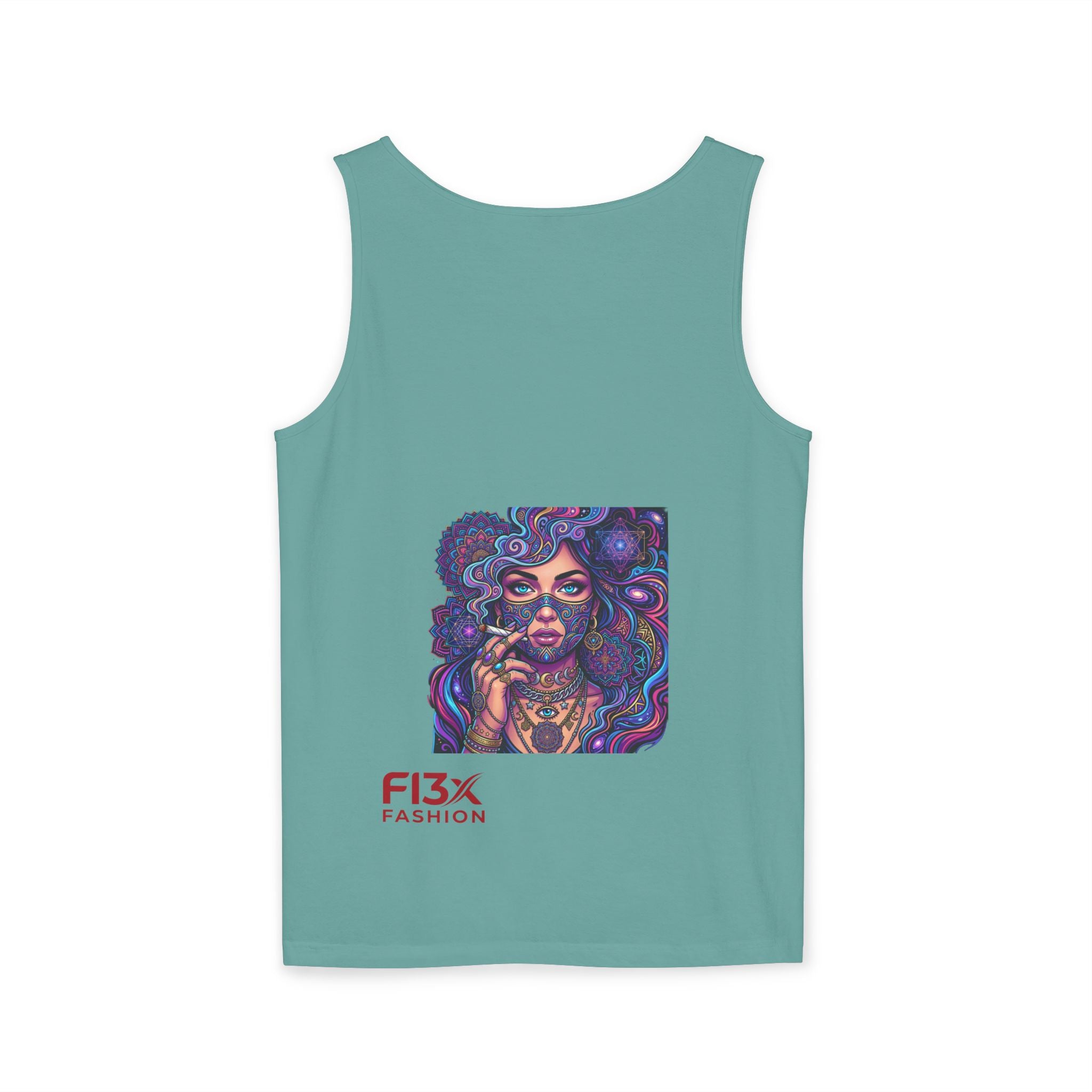 Graphic Tank Top - Colorful Cosmic Woman Illustration