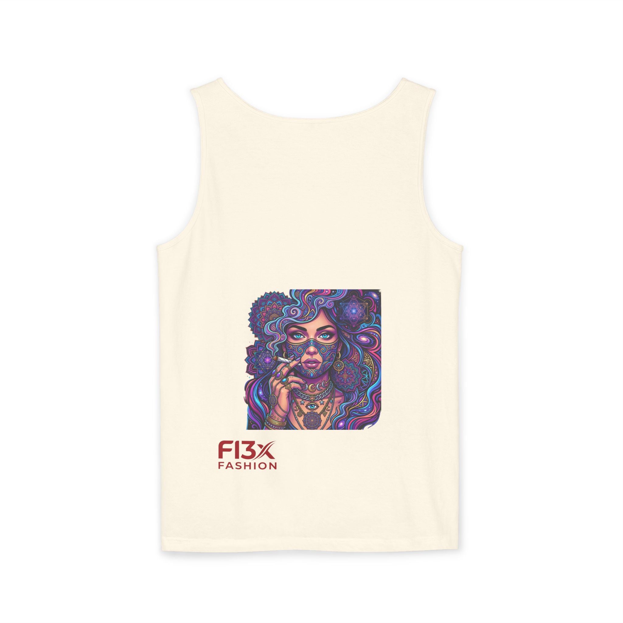 Graphic Tank Top - Colorful Cosmic Woman Illustration