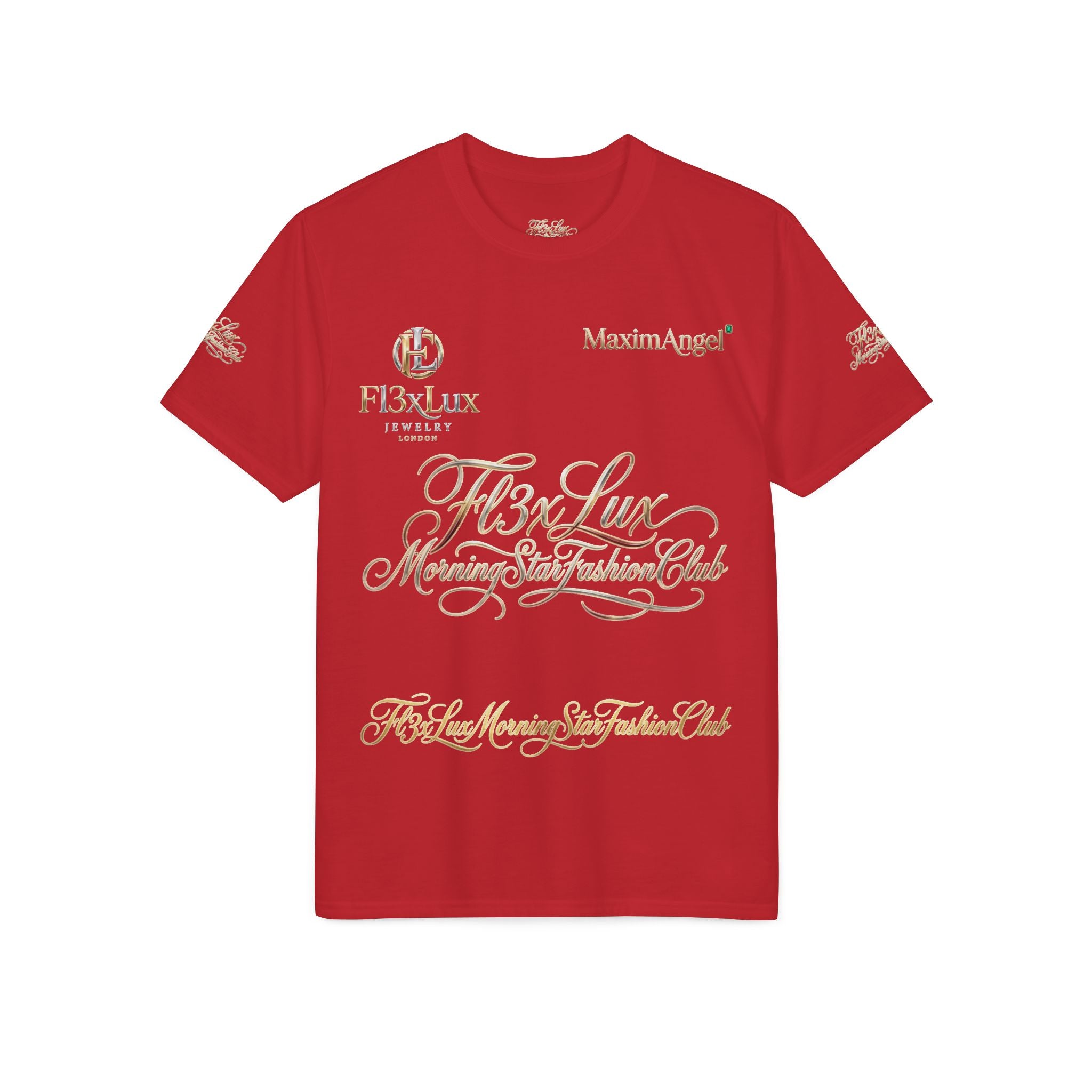 Luxury Gold Script Performance T-Shirt — F3xLux Morning Stay Fashion Club Design