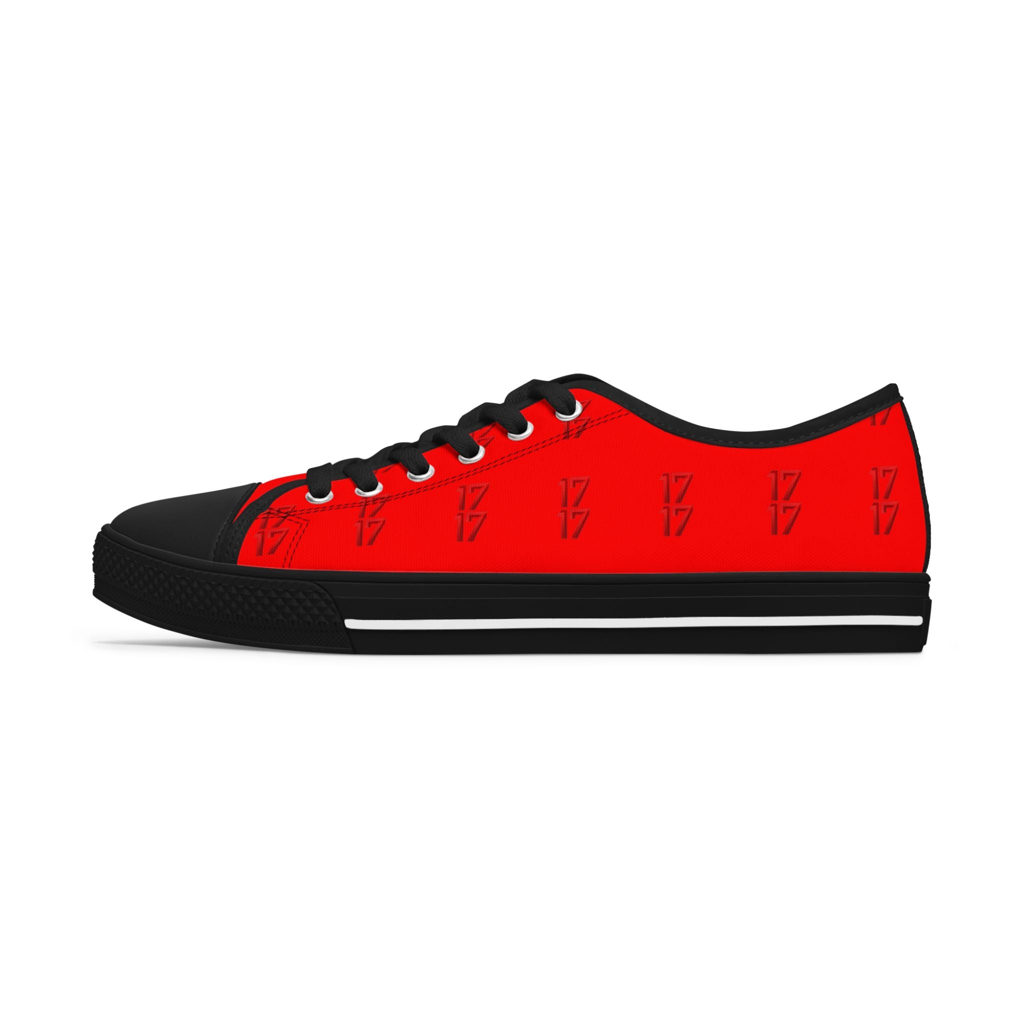 Red Rose Low Top Sneakers — Women's Floral Casual Canvas Shoes