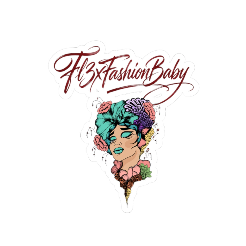 Kiss-Cut Sticker — 'FBxFashionBaby' Floral Portrait Laptop Decal