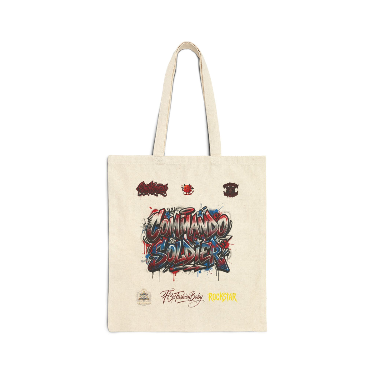 Commando Soldier Graffiti Cotton Tote