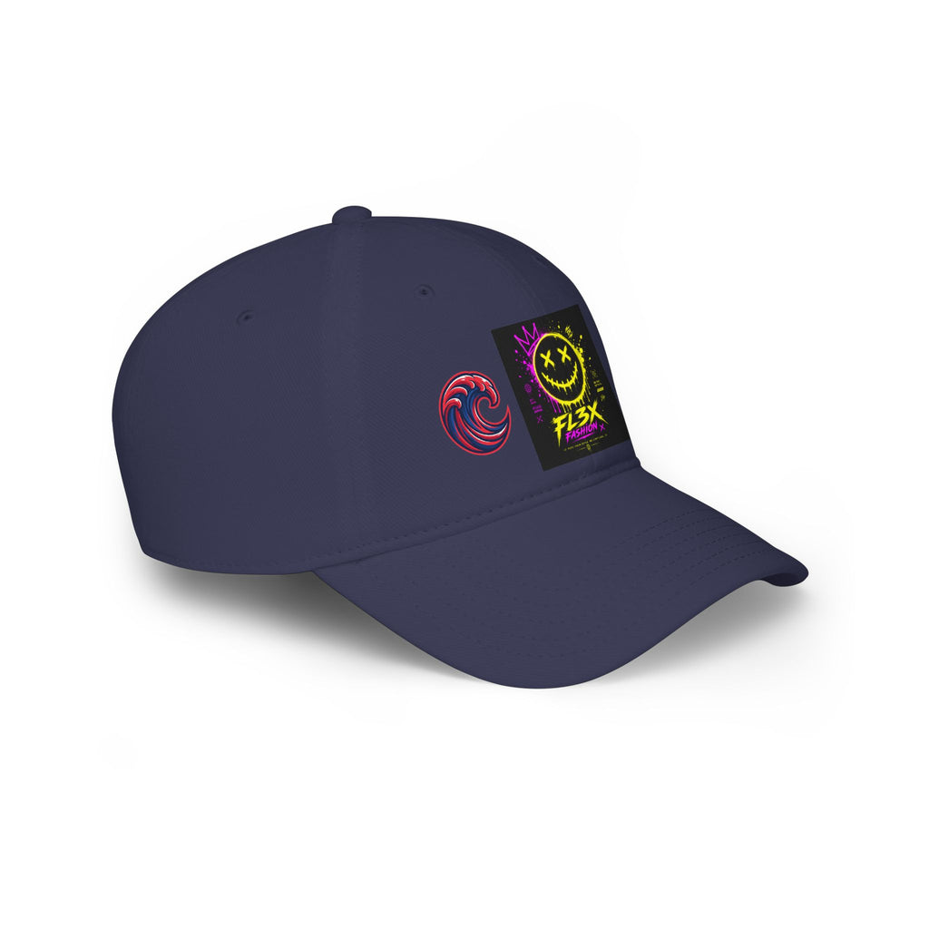 Low Profile Baseball Cap — Neon Grin Streetwear Hat with 'FL3X' Graphic