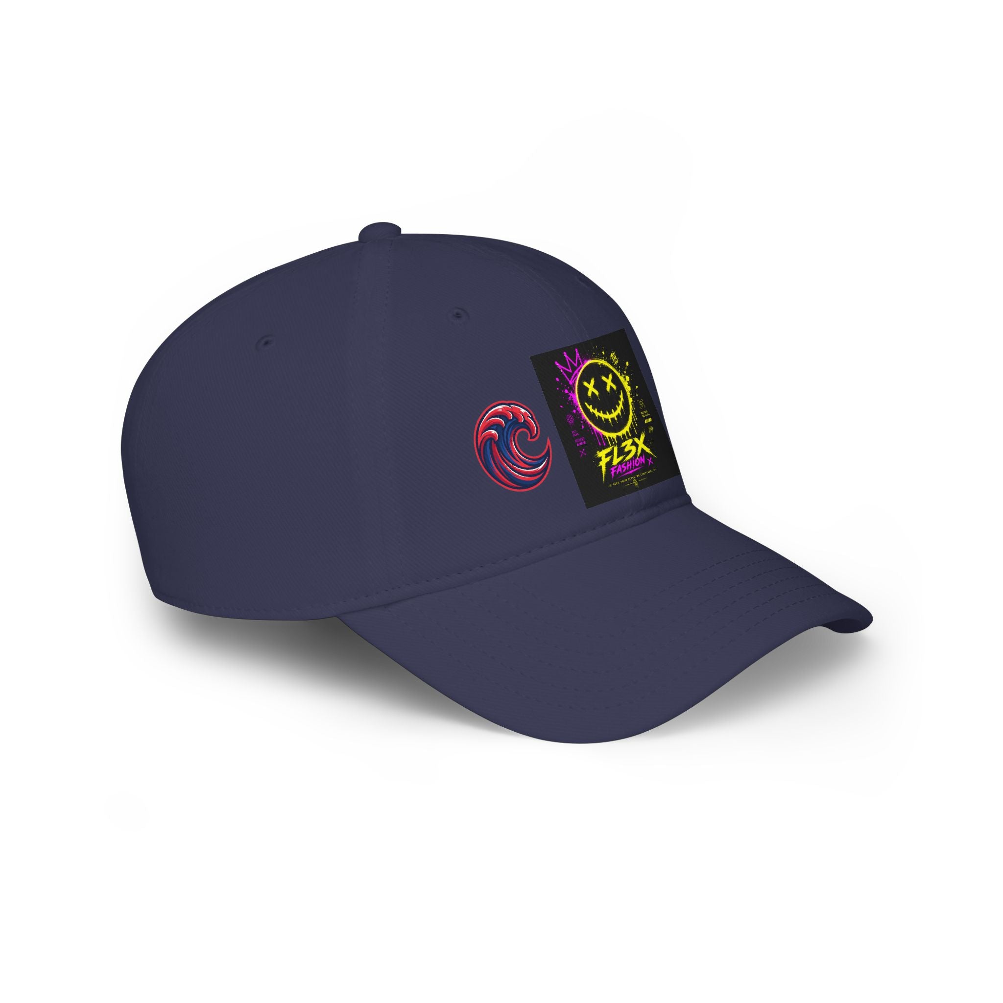 Low Profile Baseball Cap — Neon Grin Streetwear Hat with 'FL3X' Graphic