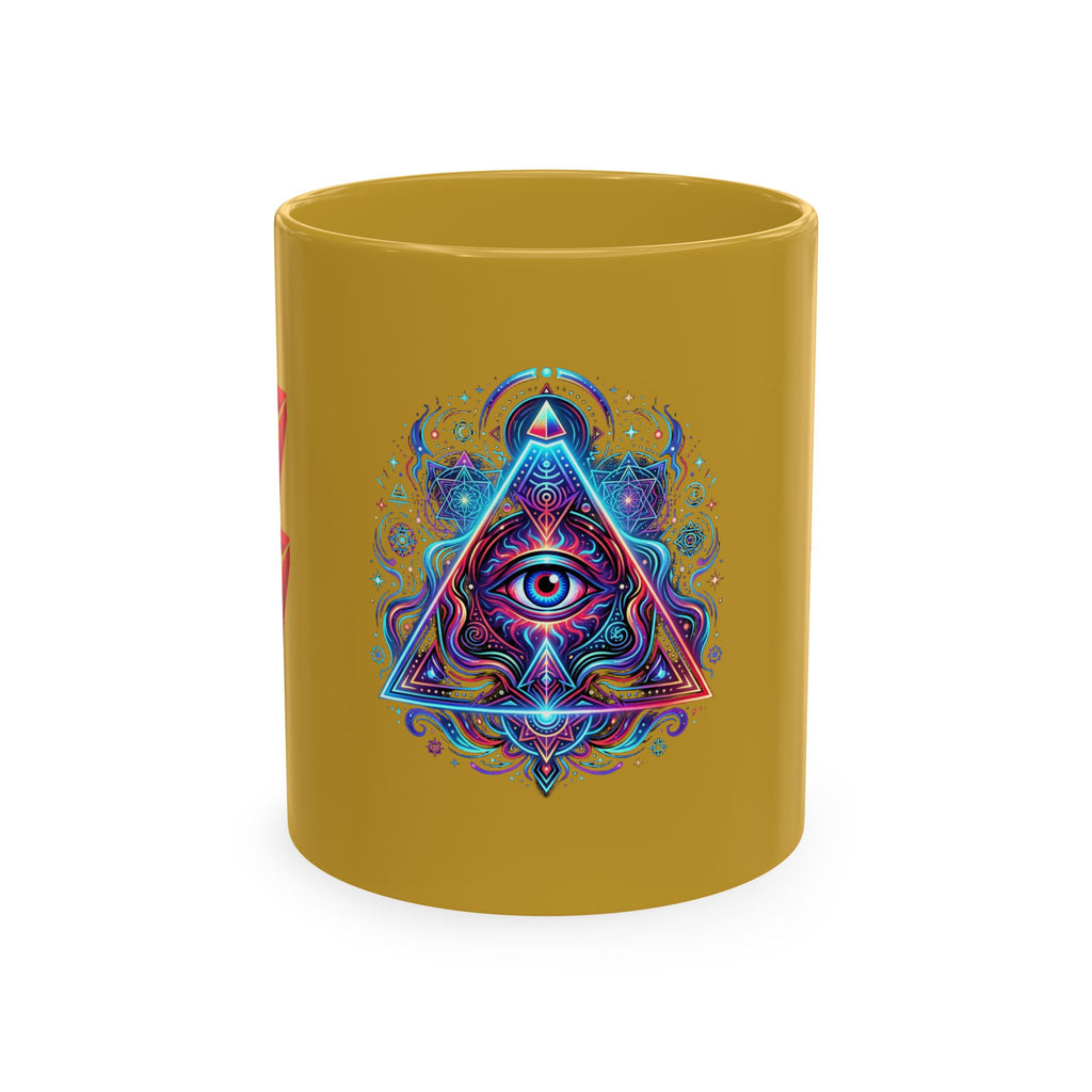Ceramic Mug — Mystic Third Eye Pyramid Design with 7/17 Red Numerals
