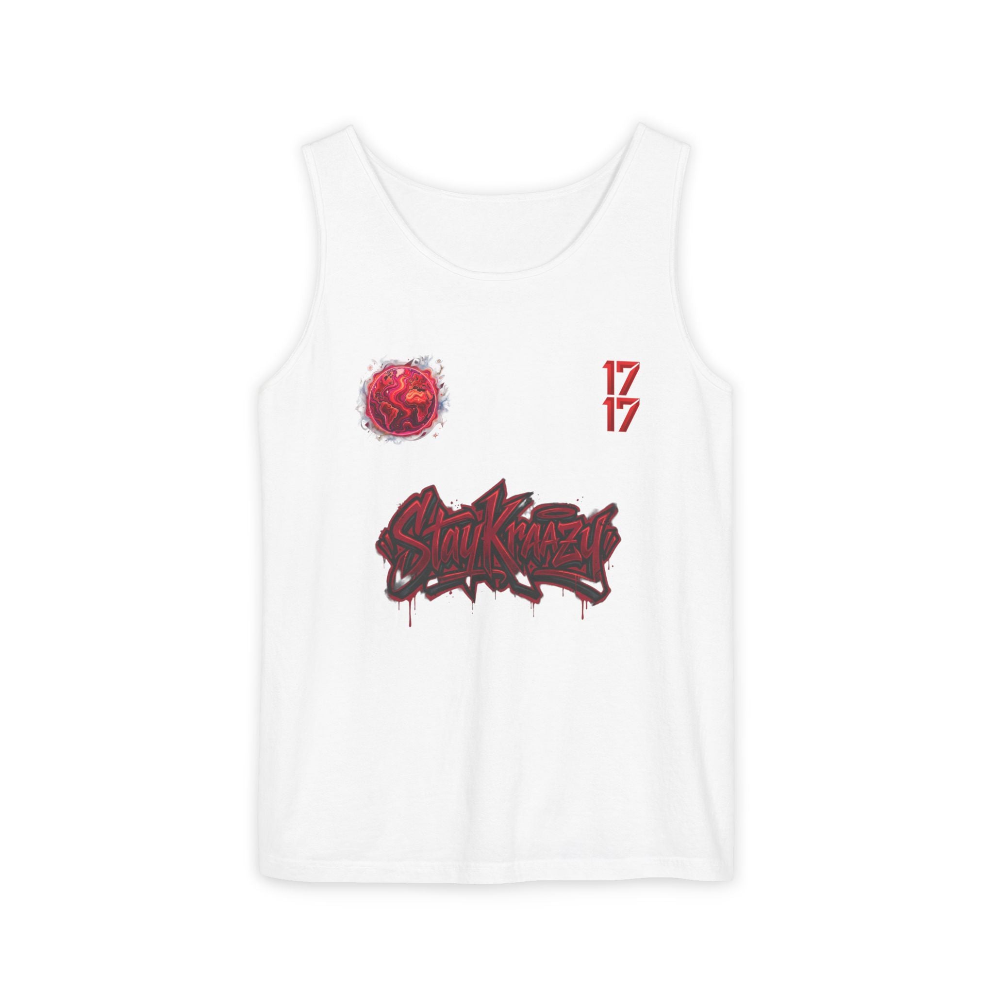 Red Planet Graphic Tank Top — '17/17' Streetwear Planet Design