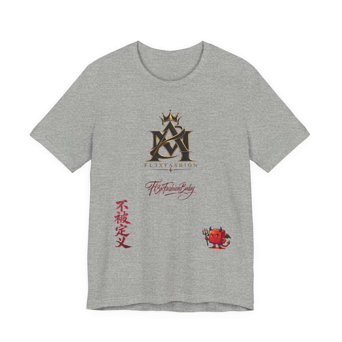 Graphic Tee — FuturFashion Logo Tee with Asian Script & Devil Character