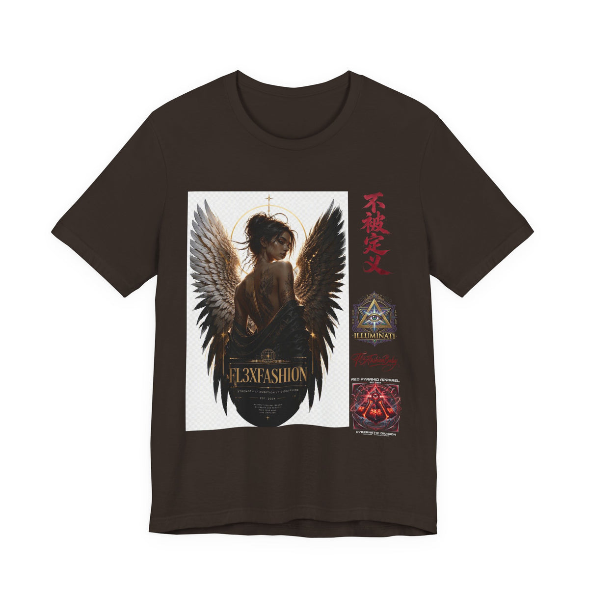 Angel Wings Graphic Tee — '不被定义' Asian-Inspired Dark Angel T-Shirt
