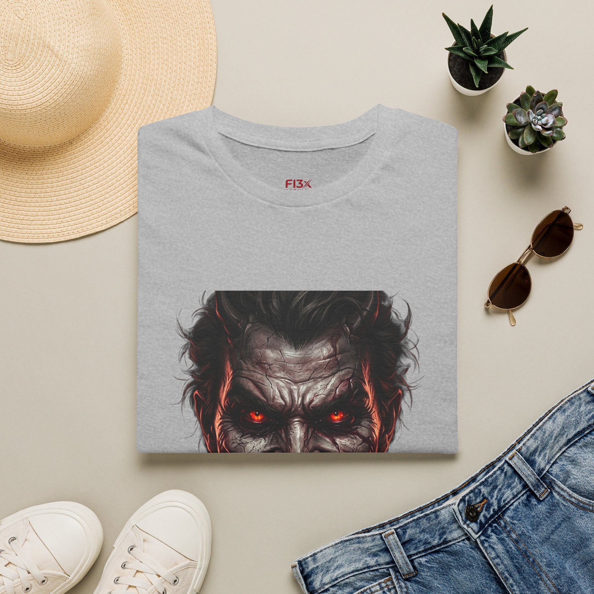 Horror Joker Face T-Shirt — Red-Eyed Villain Graphic Tee