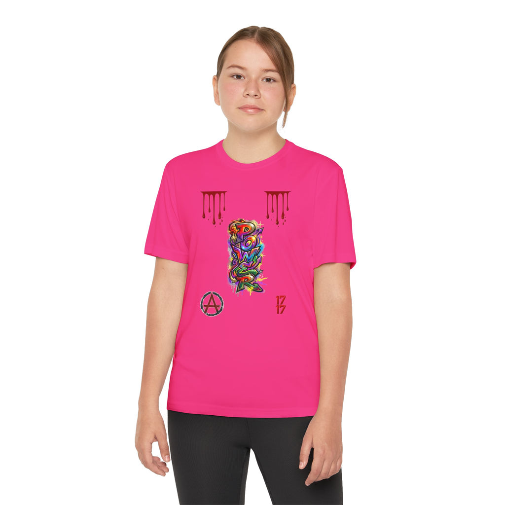 Youth Competitor Tee — Colorful Graffiti Anarchy Graphic T-Shirt