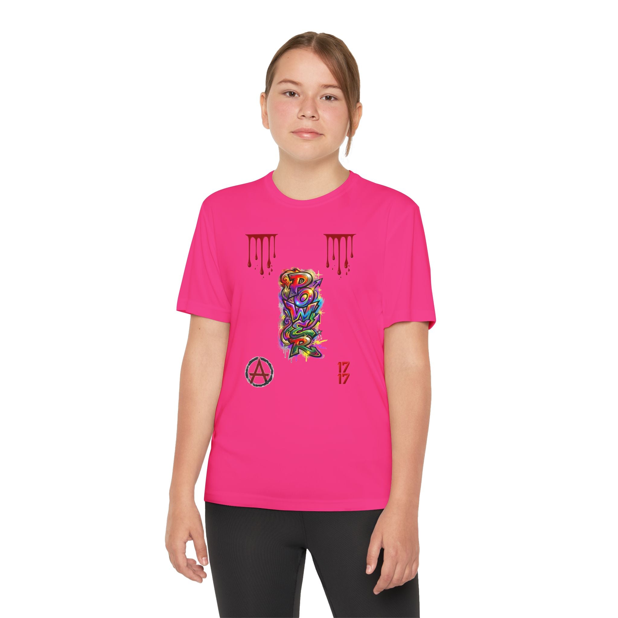 Youth Competitor Tee — Colorful Graffiti Anarchy Graphic T-Shirt