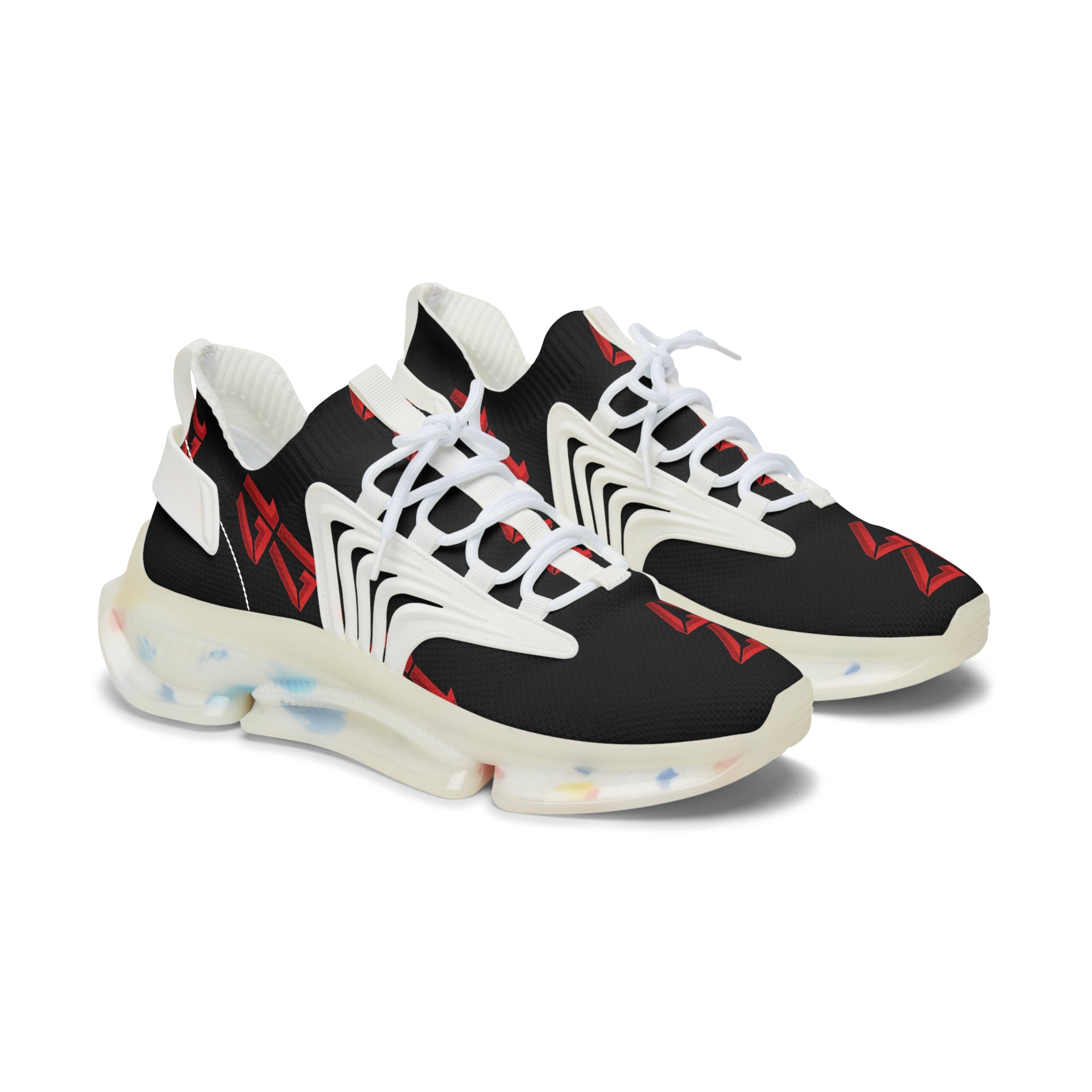 Women’s Mesh Sneakers — Black Red 1717 Athletic Running Shoes