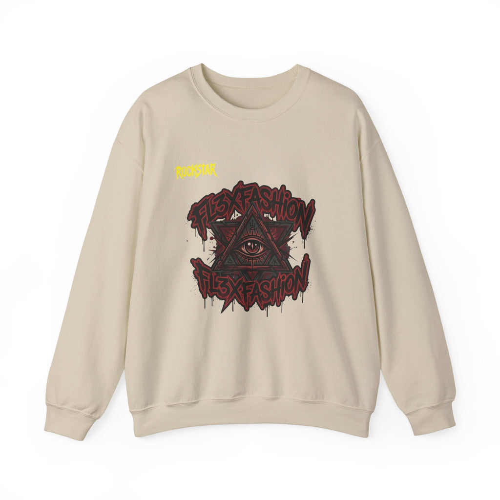 Graphic Crewneck Sweatshirt — Dark Eye Pyramid Streetwear Design