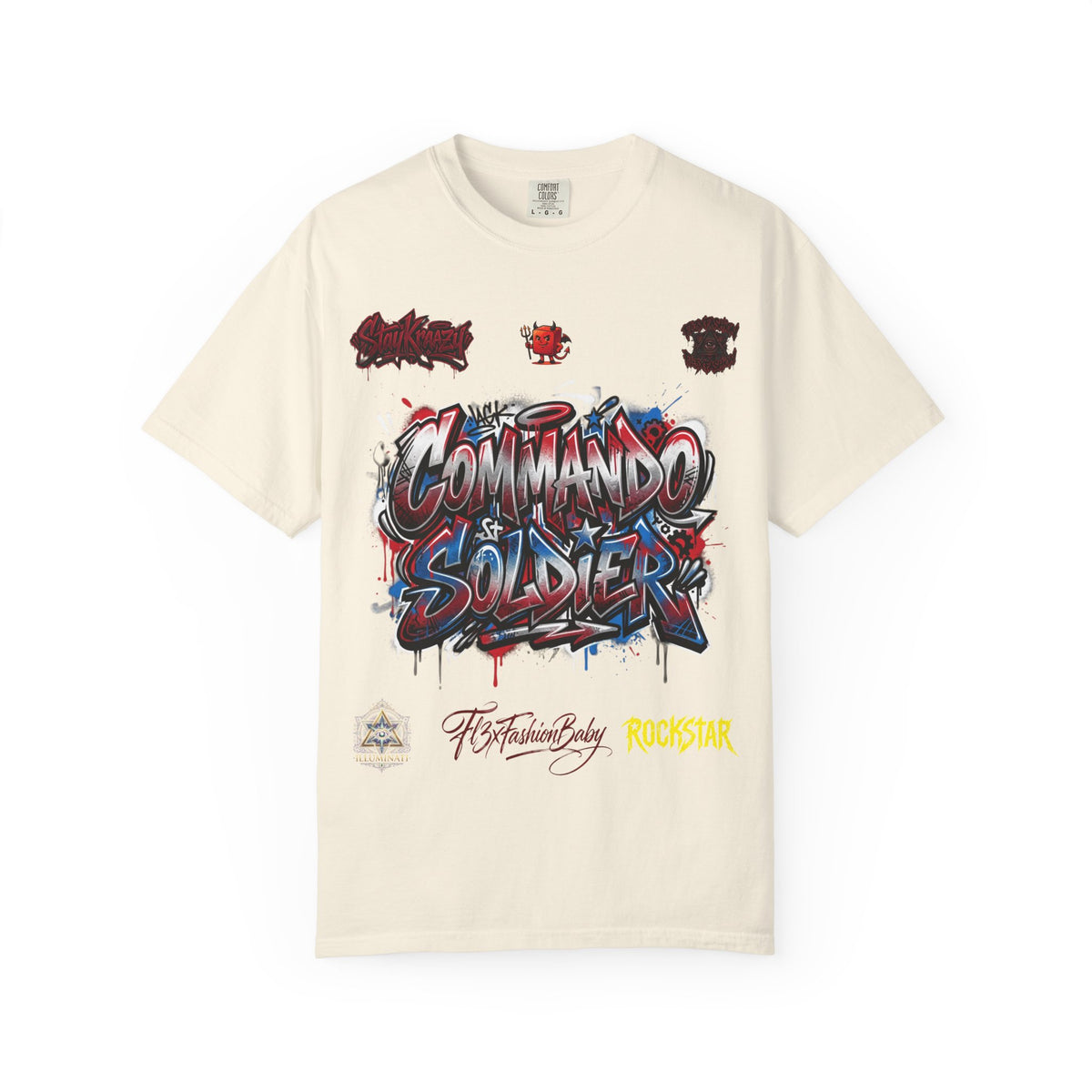 Commando Soldier Graphic T-Shirt — Streetwear Graffiti Design