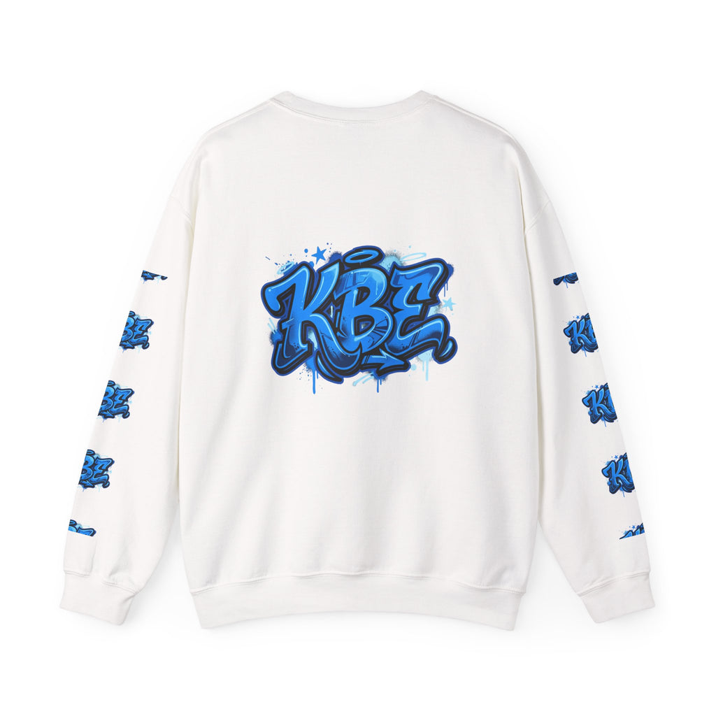 KBZ Graffiti Crewneck Sweatshirt – Streetwear Pullover with Blue Urban Tag Design
