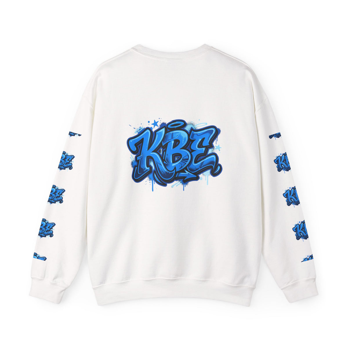 KBZ Graffiti Crewneck Sweatshirt – Streetwear Pullover with Blue Urban Tag Design