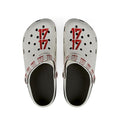 Rubber Clogs — White EVA Foam Shoes with Red '17' & Patterned Strap