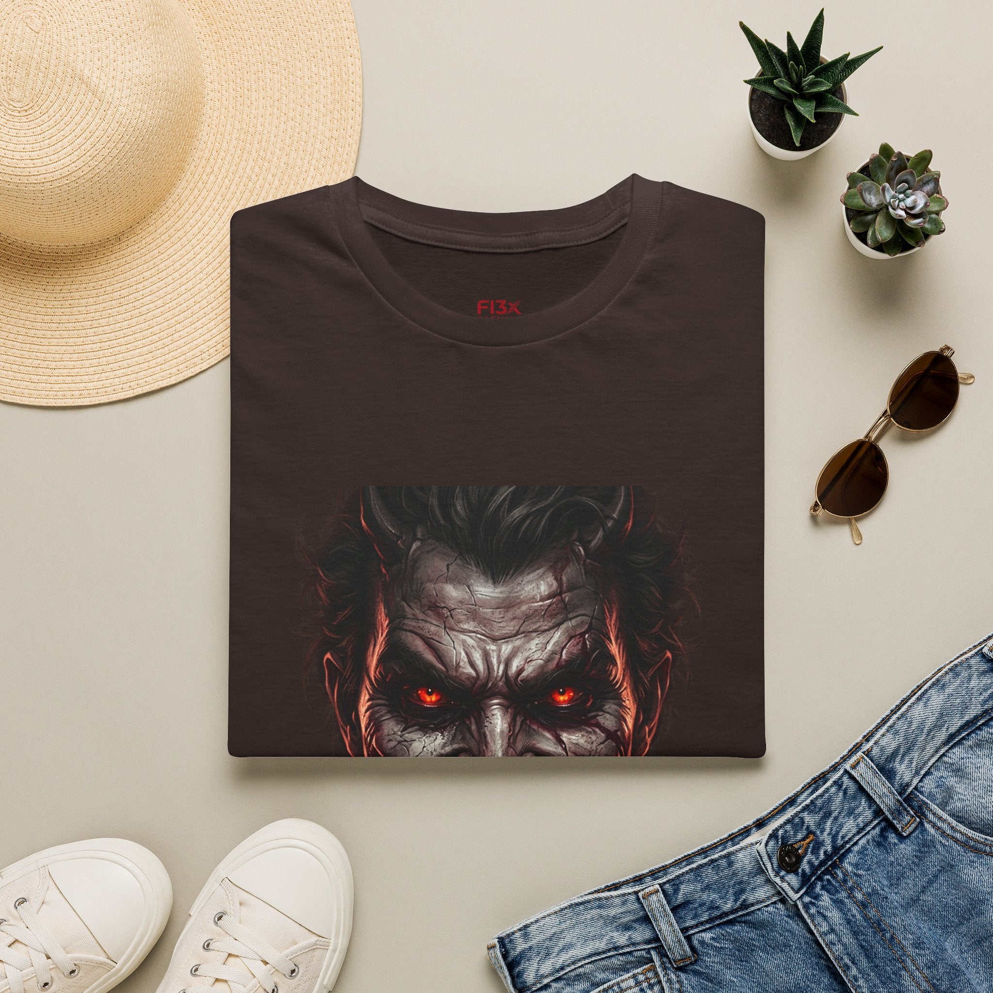 Horror Joker Face T-Shirt — Red-Eyed Villain Graphic Tee