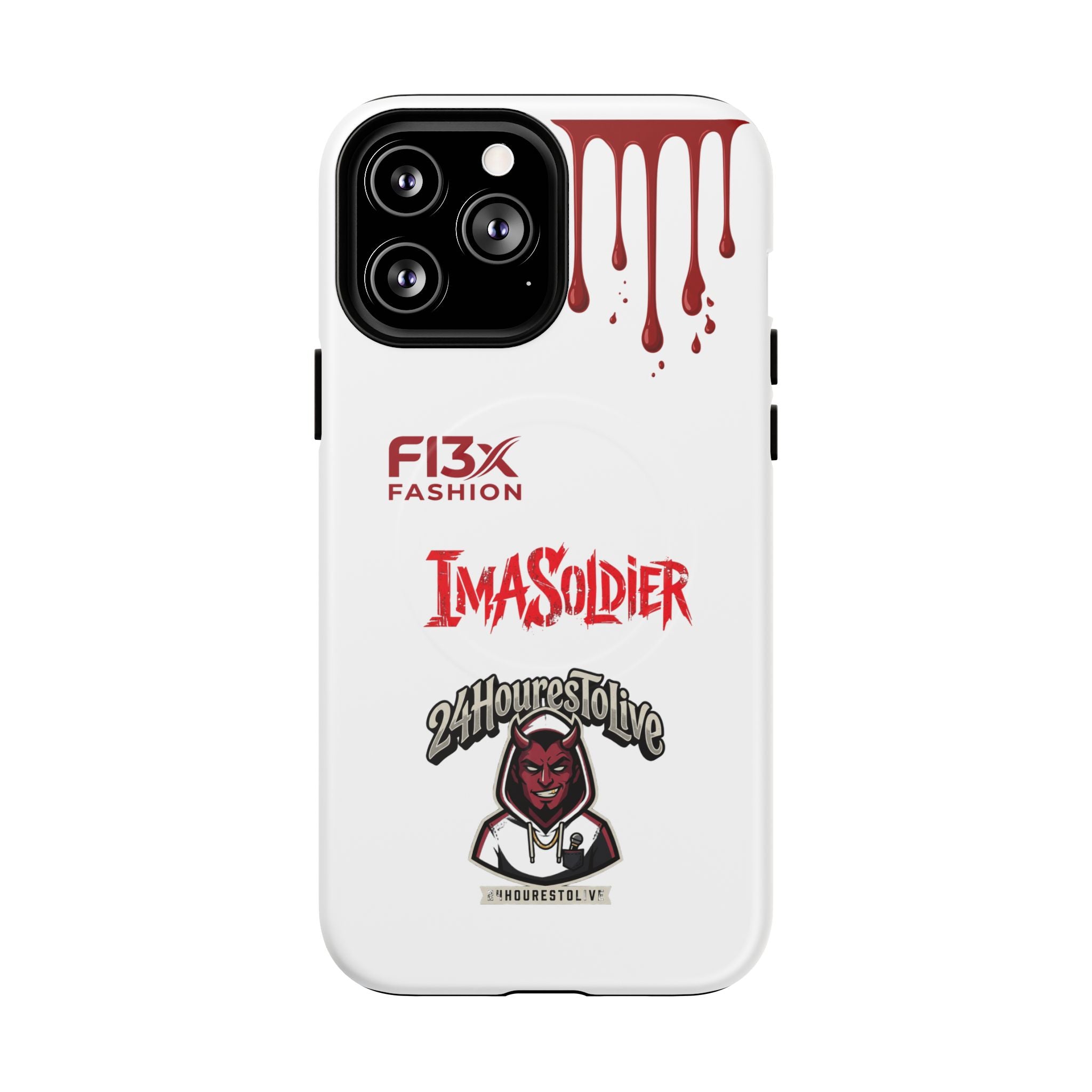 Tough Magnetic Phone Case — 'ImASoldier' Blood Drip Gaming Design