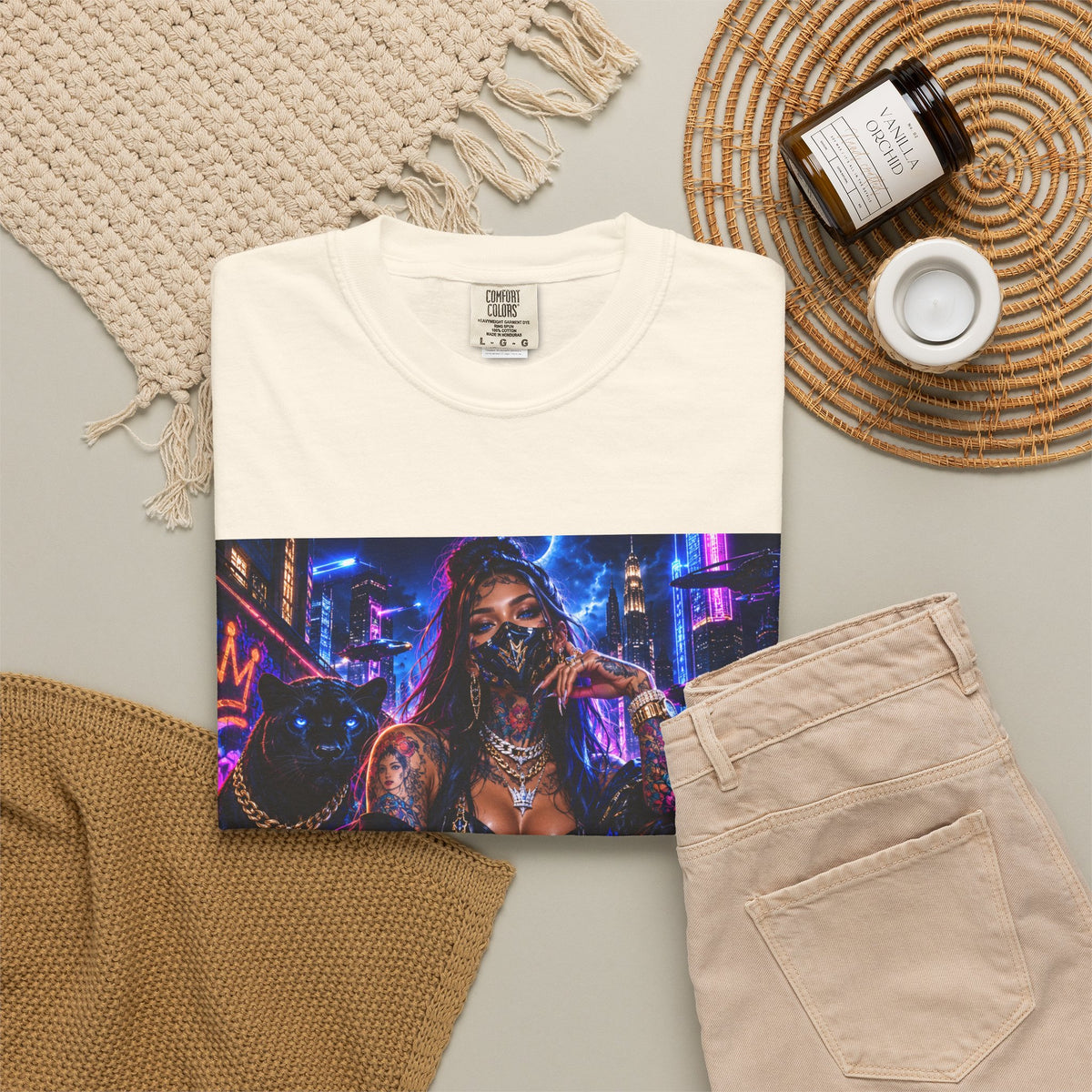 Cyberpunk Streetwear T-Shirt — "Fl3x Fashion Omertà" Graphic