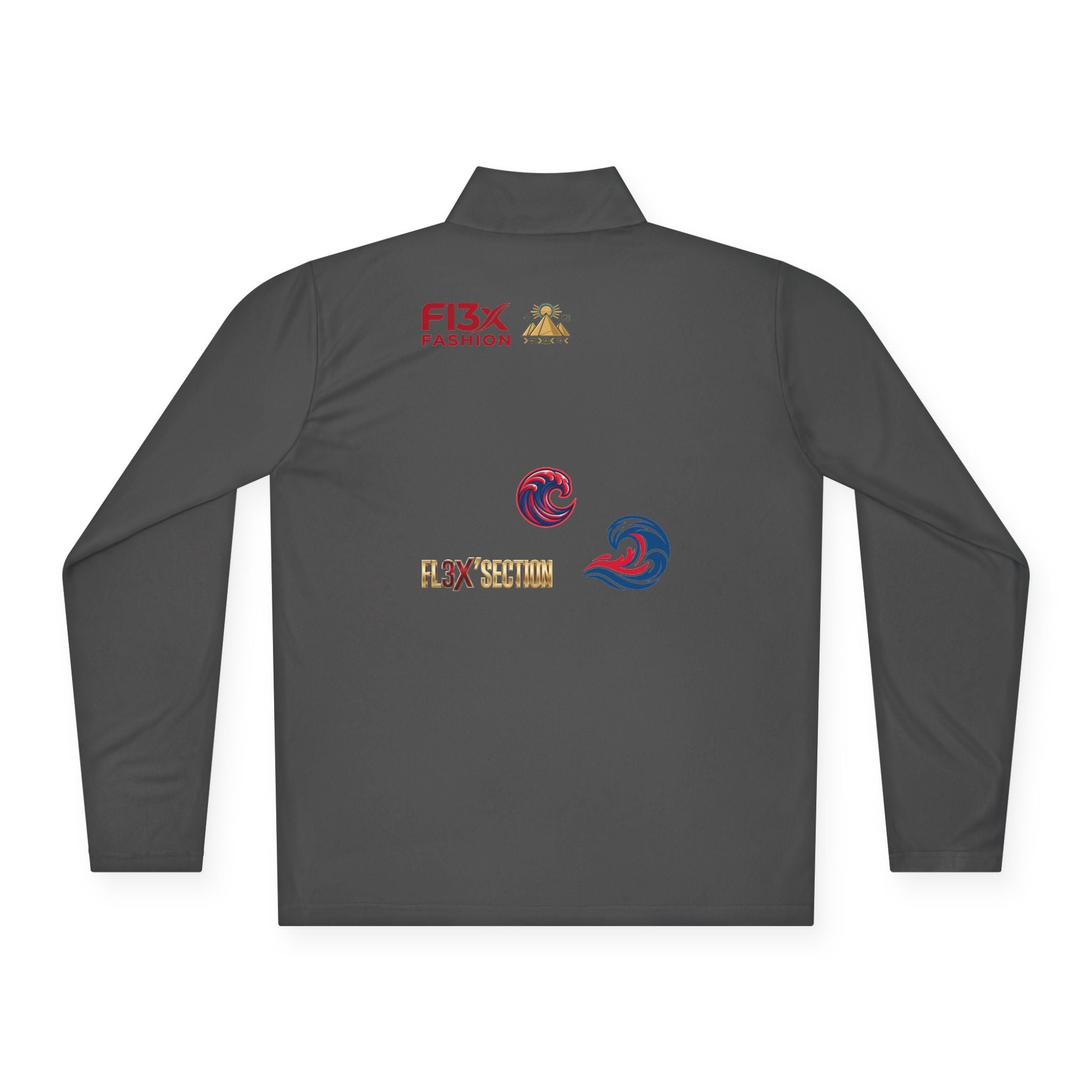 Quarter-Zip Pullover — Coastal Wave Logo Pullover with Back Graphic