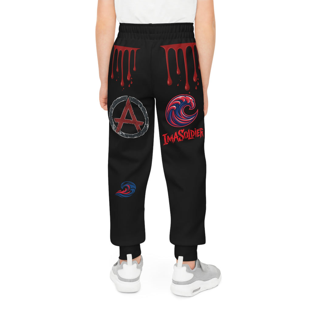 Youth Joggers — Red Drip & Graphic Logo All-Over-Print Sweatpants