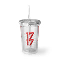 Acrylic Tumbler — Dripping Red Paint Design with '17' Graphics