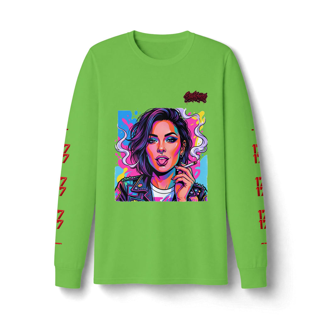 Long Sleeve Tee — Neon Pop Portrait Graphic