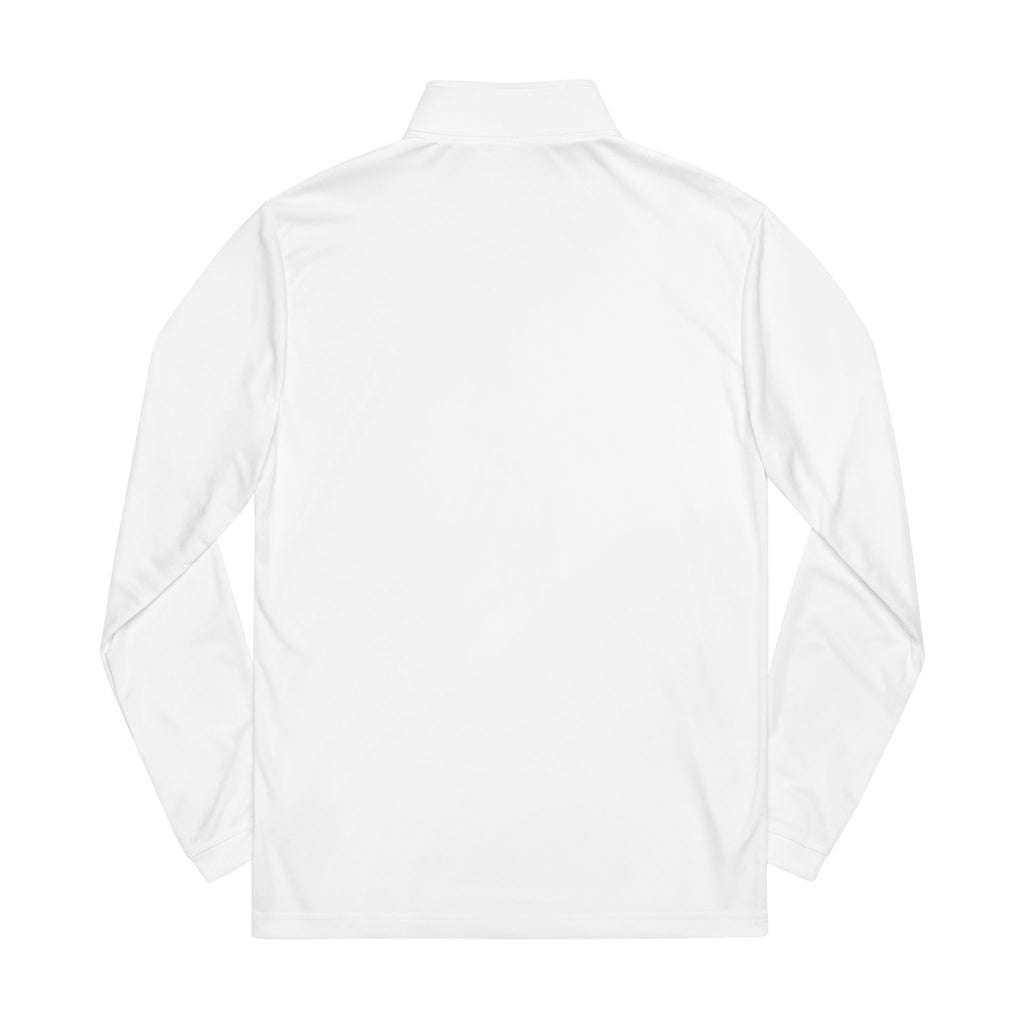 Embroidered adidas Quarter‑Zip Pullover – White Athletic Golf Top