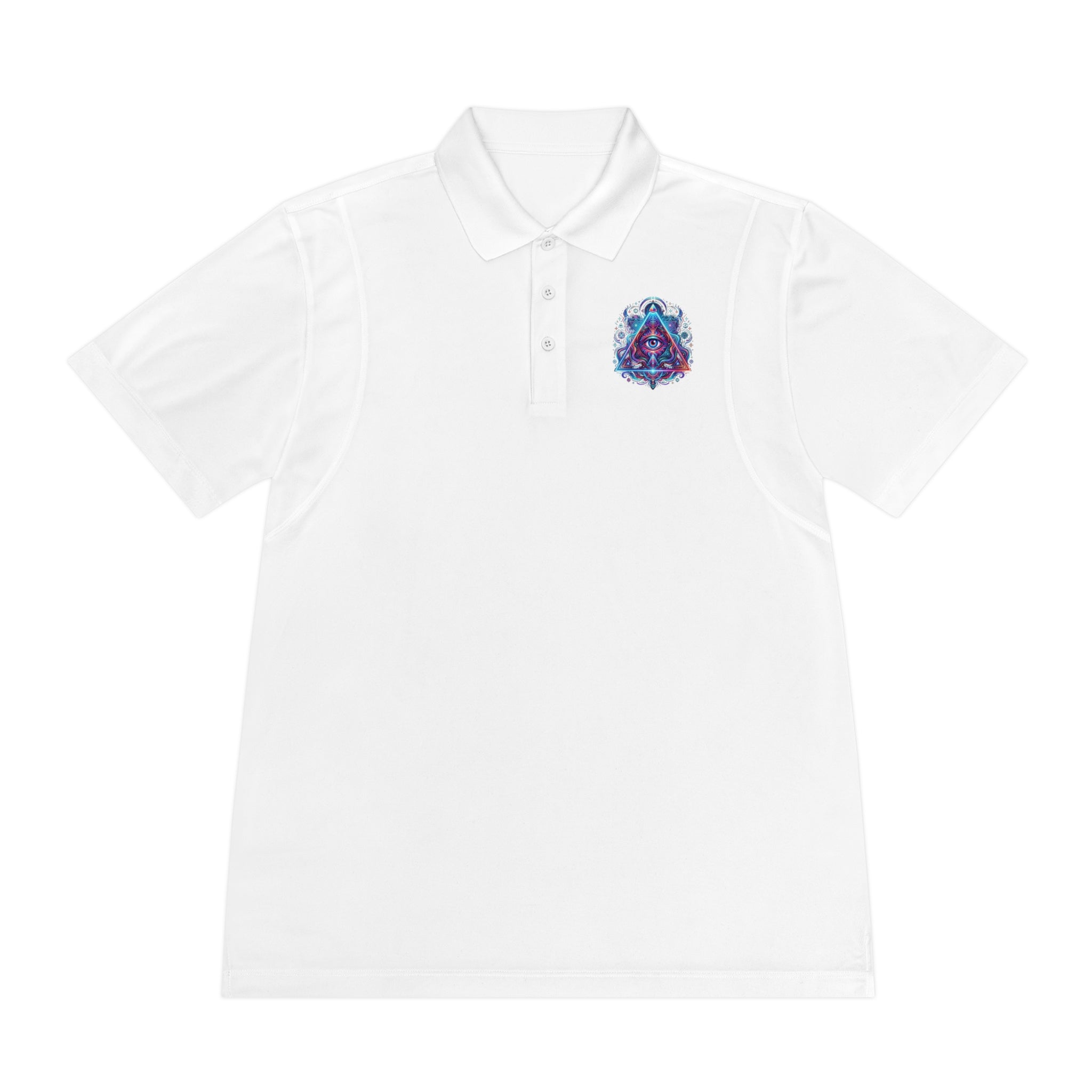 Men's Polo Shirt — Mystic All-Seeing Eye Triangle Design with 17/17 Accent