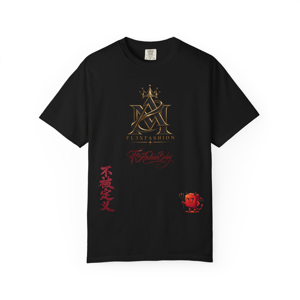 Graphic T-Shirt — Urban Asian-Inspired Logo Tee with Kanji & Devil Icon