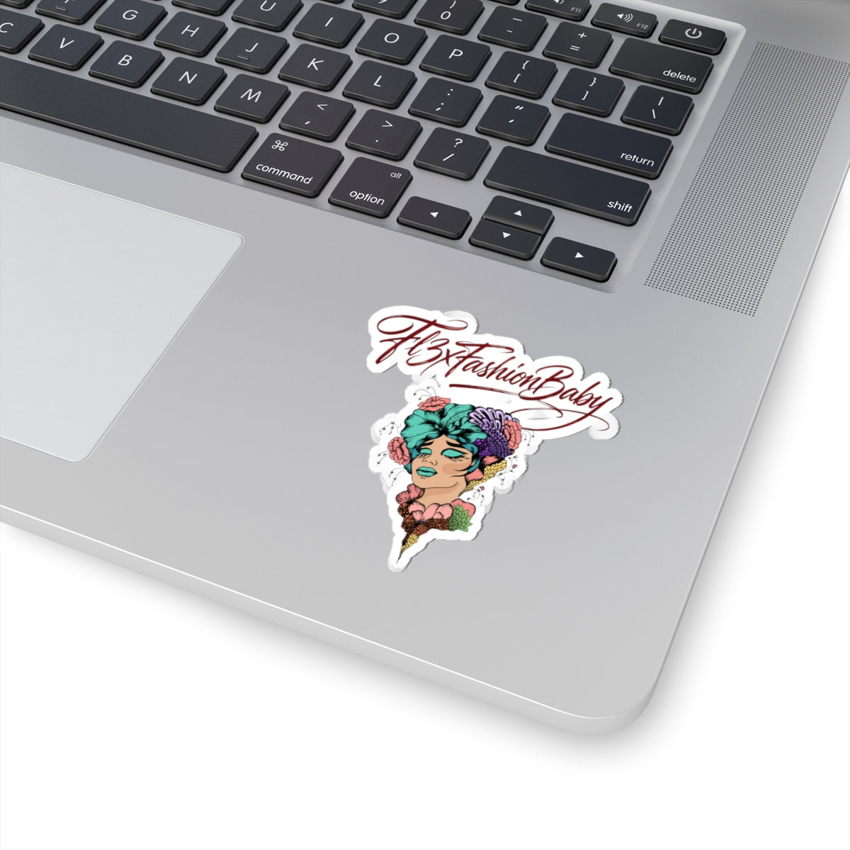 Kiss-Cut Sticker — 'FBxFashionBaby' Floral Portrait Laptop Decal