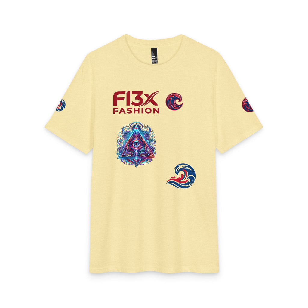 Graphic Tee — 'F13x Fashion' Red & Blue Wave Art T-Shirt