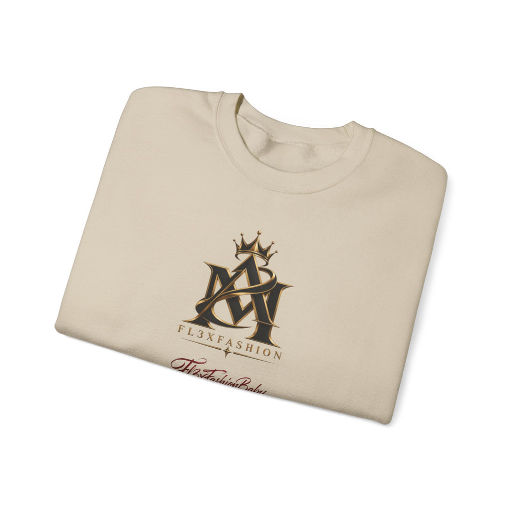 Asian-Inspired Logo Crewneck Sweatshirt — Monogram, Kanji & Lucky Charm Design