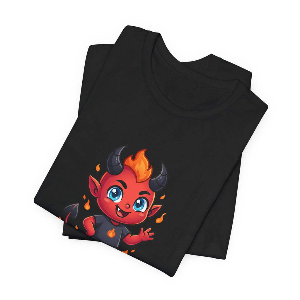 Devil Baby Graphic Tee — Cute Red Demon Cartoon Shirt